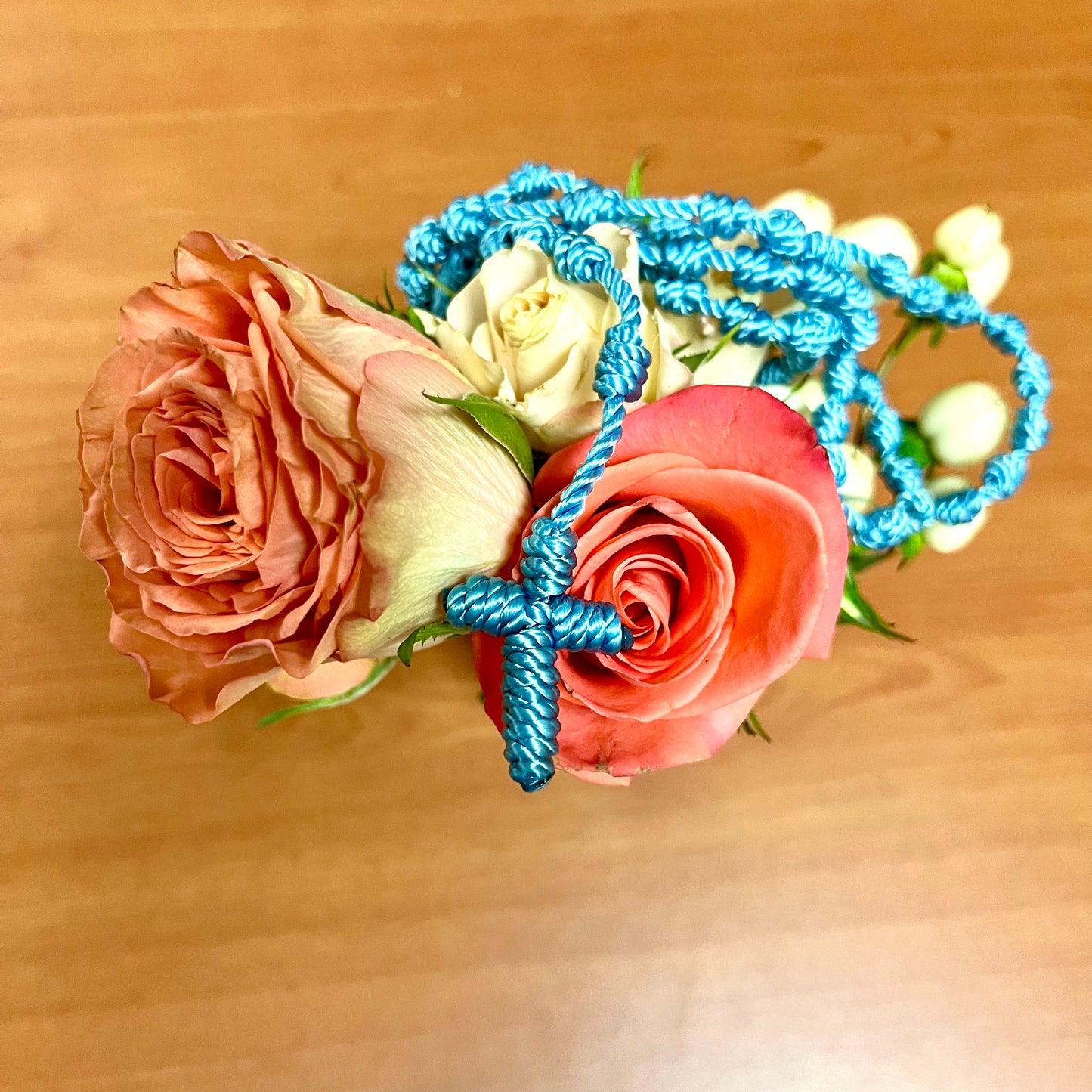 Bright Blue - Twine Knotted Rosary