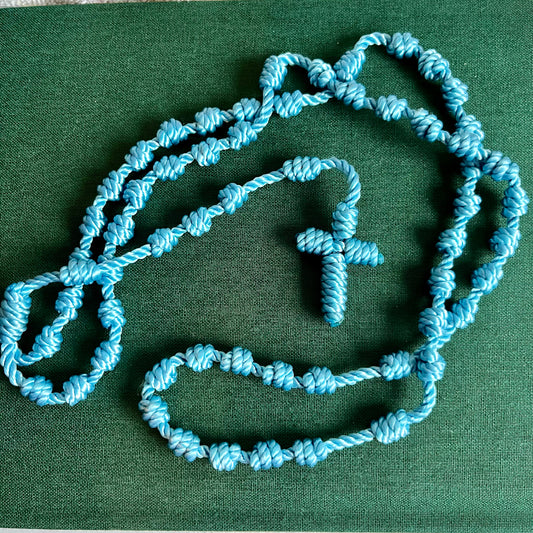Bright Blue - Twine Knotted Rosary