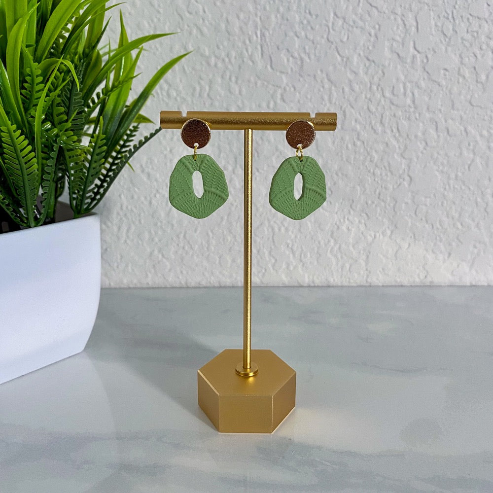 green clay earrings