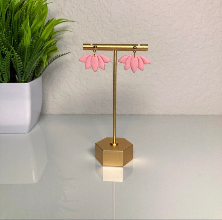 pink lotus clay earring