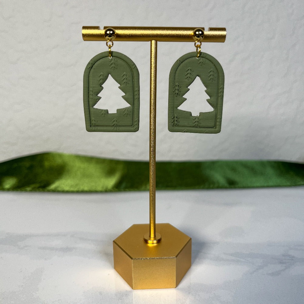 green clay earring arches christmas tree
